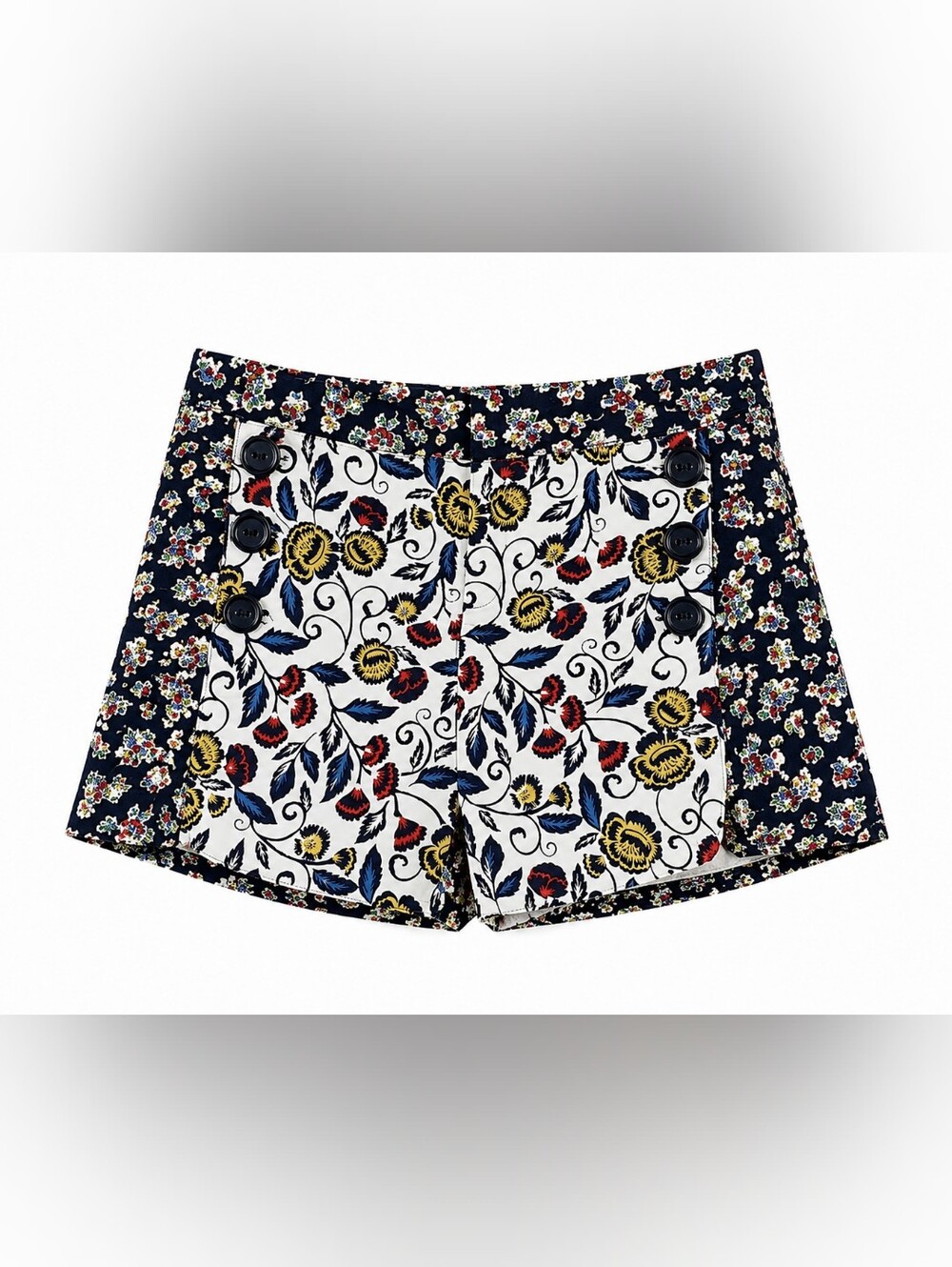 Anthropologie Cartonnier Floral Sailor Button Shorts 8 Cotton Stretch Whimsical